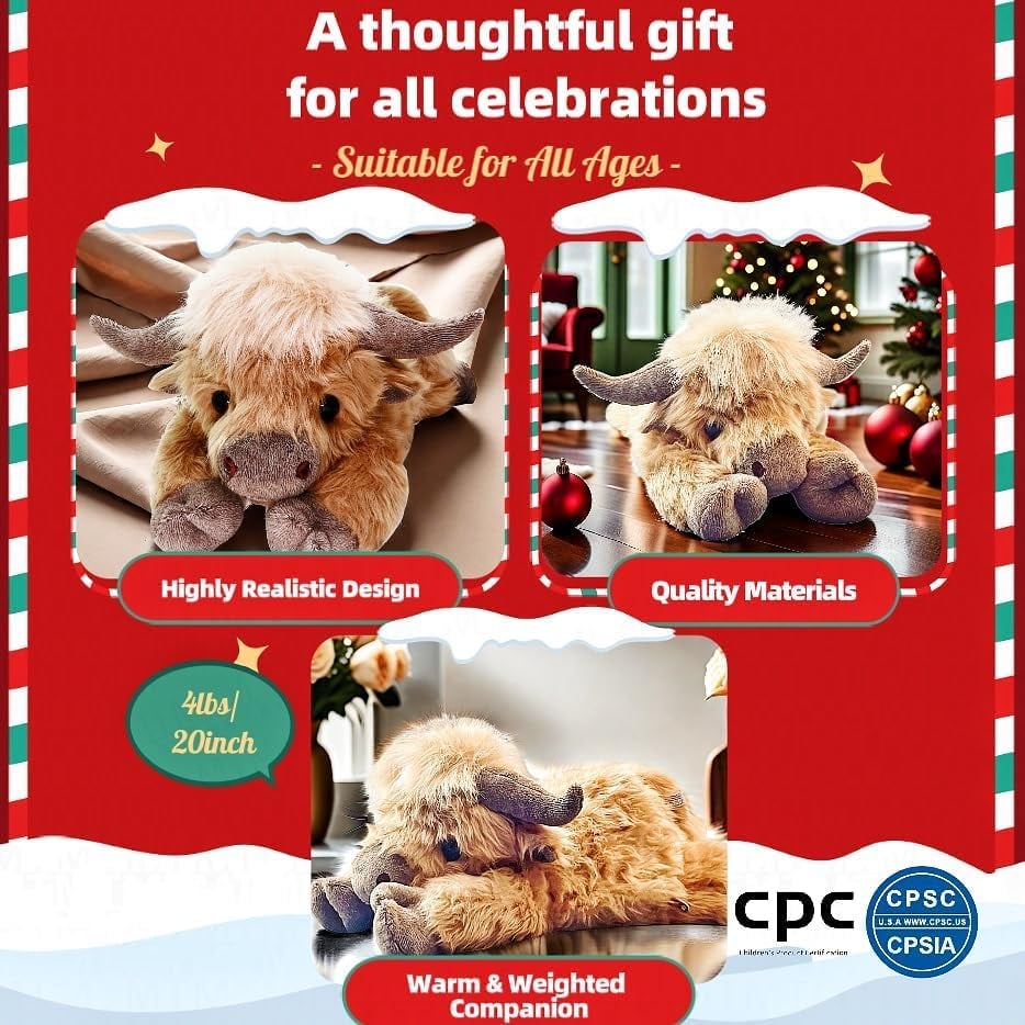 🔥LAST DAY 49% OFF -🎁Cute Cartoon Highland Cow Cuddly Toy