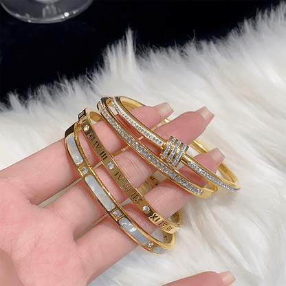 5-Piece Elegant Stainless Steel Bracelet Set,  Fashionable Classic Design