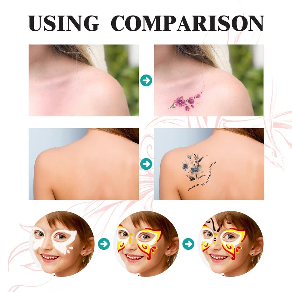 💥Temporary Tattoo Markers Set-10-Color Body Art Pens🌈+ FREE Stencil Kit (296pcs)