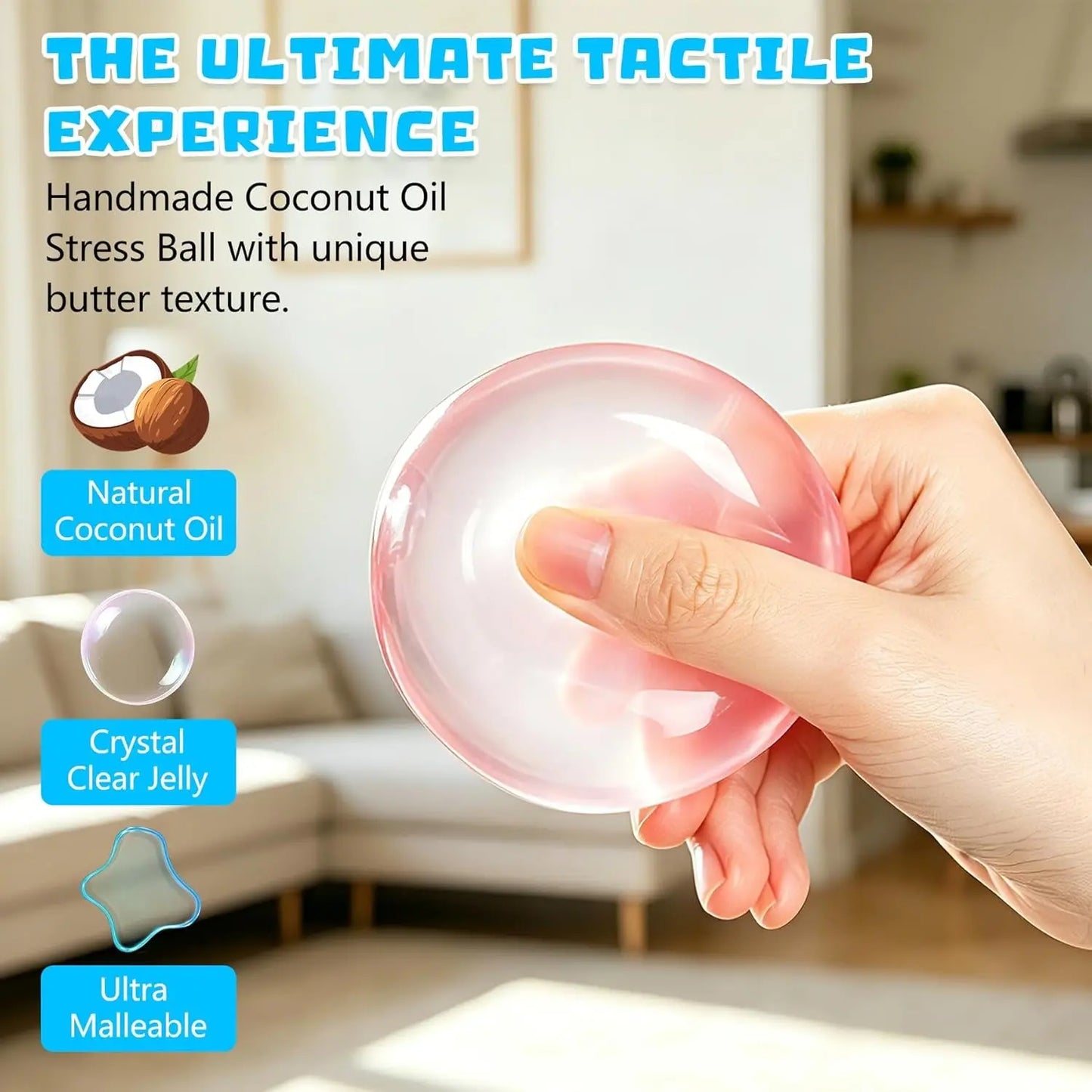 🔥Buy 1 Get 1 Free🔥Crystal Clear Jelly Squeeze Ball 🍬Soft Coconut Oil Fidget Toy, Perfect Stress Buster for Boredom & Anxiety🥰