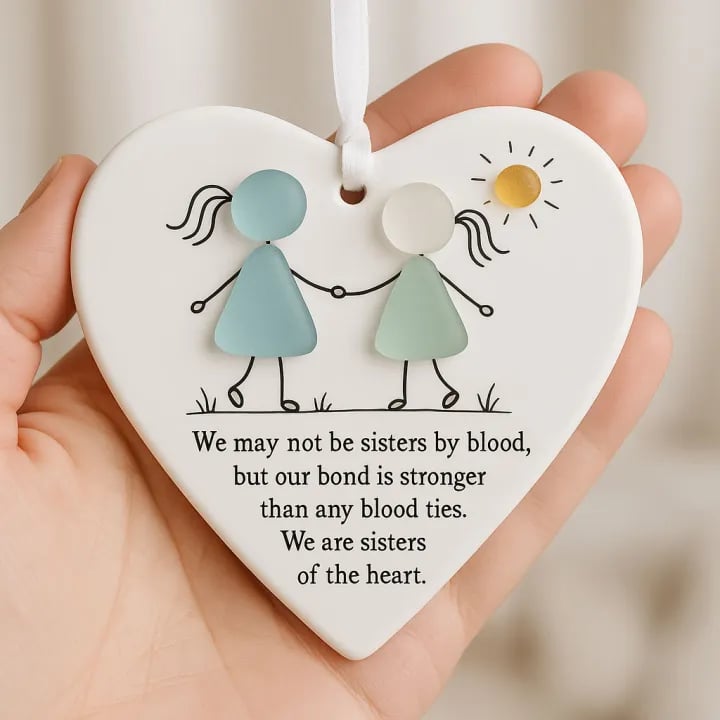 ⏳LAST DAY SALE 49% OFF!⏰Heart-Shaped Sea Glass Angel Friendship Ornament✨ Shaped by Nature & Crafted by Hand